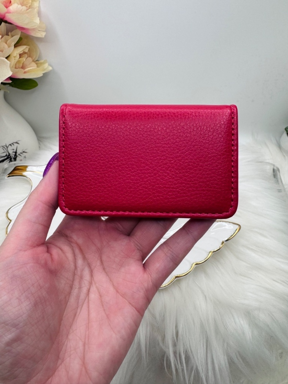 Mini Wallet Red Card Case Wallet - Picture 3 of 5